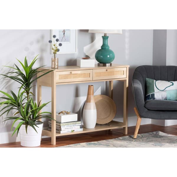 Baxton Studio Sebille Light Brown Wood 2-Drawer Console Table