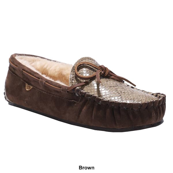 Womens LAMO Sheepskin Britain Moc II Snake Print Moccasins