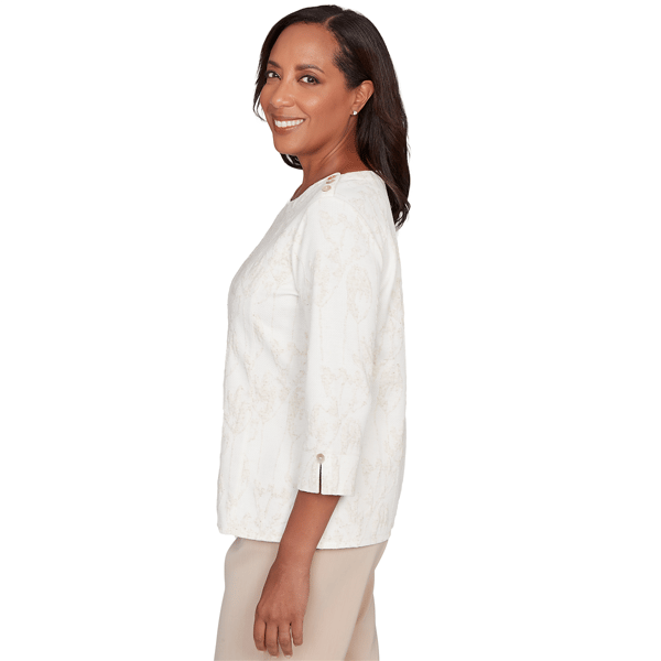 Womens Alfred Dunner Saratoga Springs Textured Floral Blouse