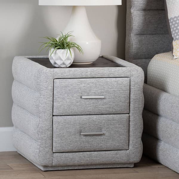 Baxton Studio Cadmus Modern Channel Tufted Fabric Nightstand