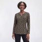 Petite Napa Valley 3/4 Sleeve Floral Pleat Split Neck Blouse - image 1