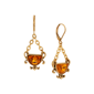 1928 Gold Half Moon Beige Crystal Drop Earrings - image 1
