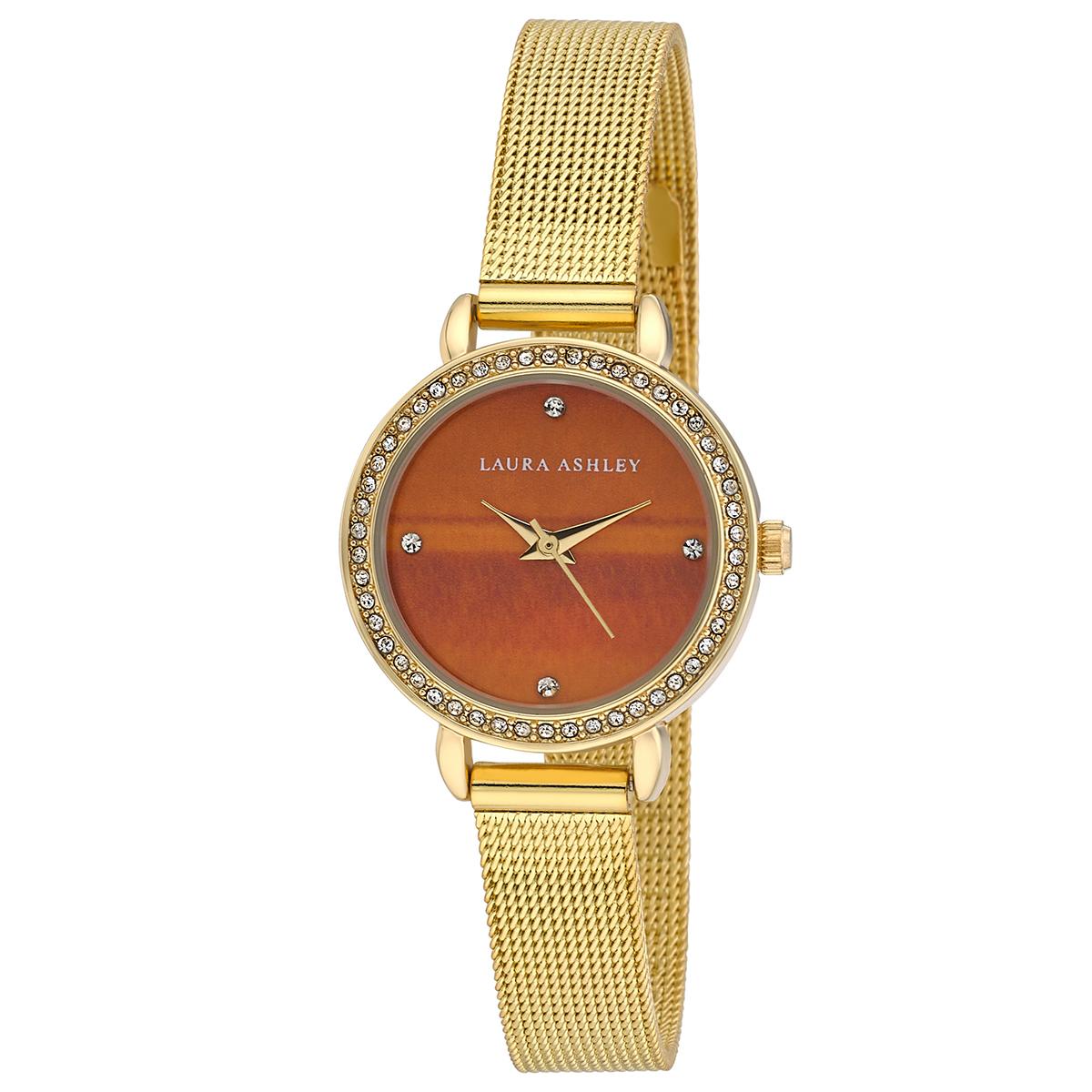Womens Laura Ashley® Red Dial/Gold Mesh Watch - LA2064BR
