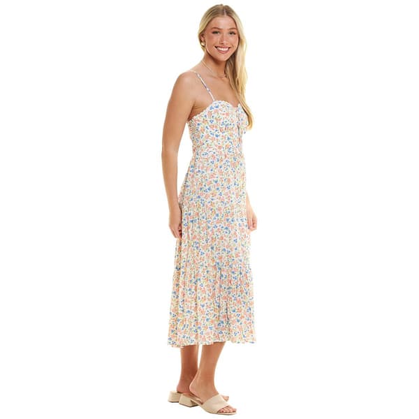 Juniors Self Esteem Ditsy Challis Laceup Midi Dress