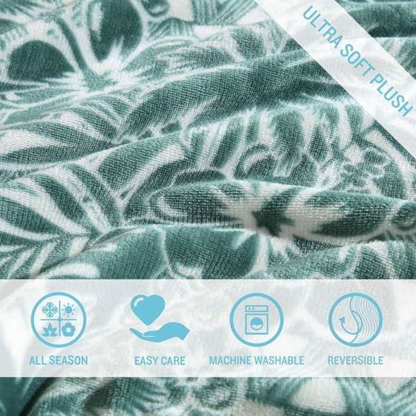 Tommy Bahama Laniaki Fronds Plush Reversible Blanket