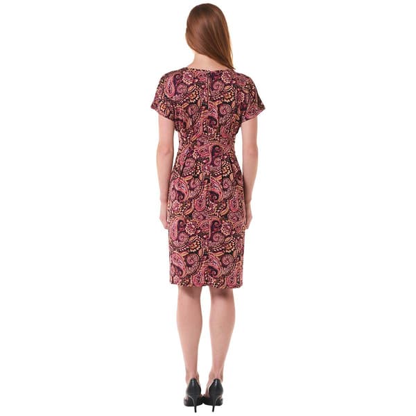 Womens Sami & Jo Short Sleeve Paisley Pleated A-Line Dress