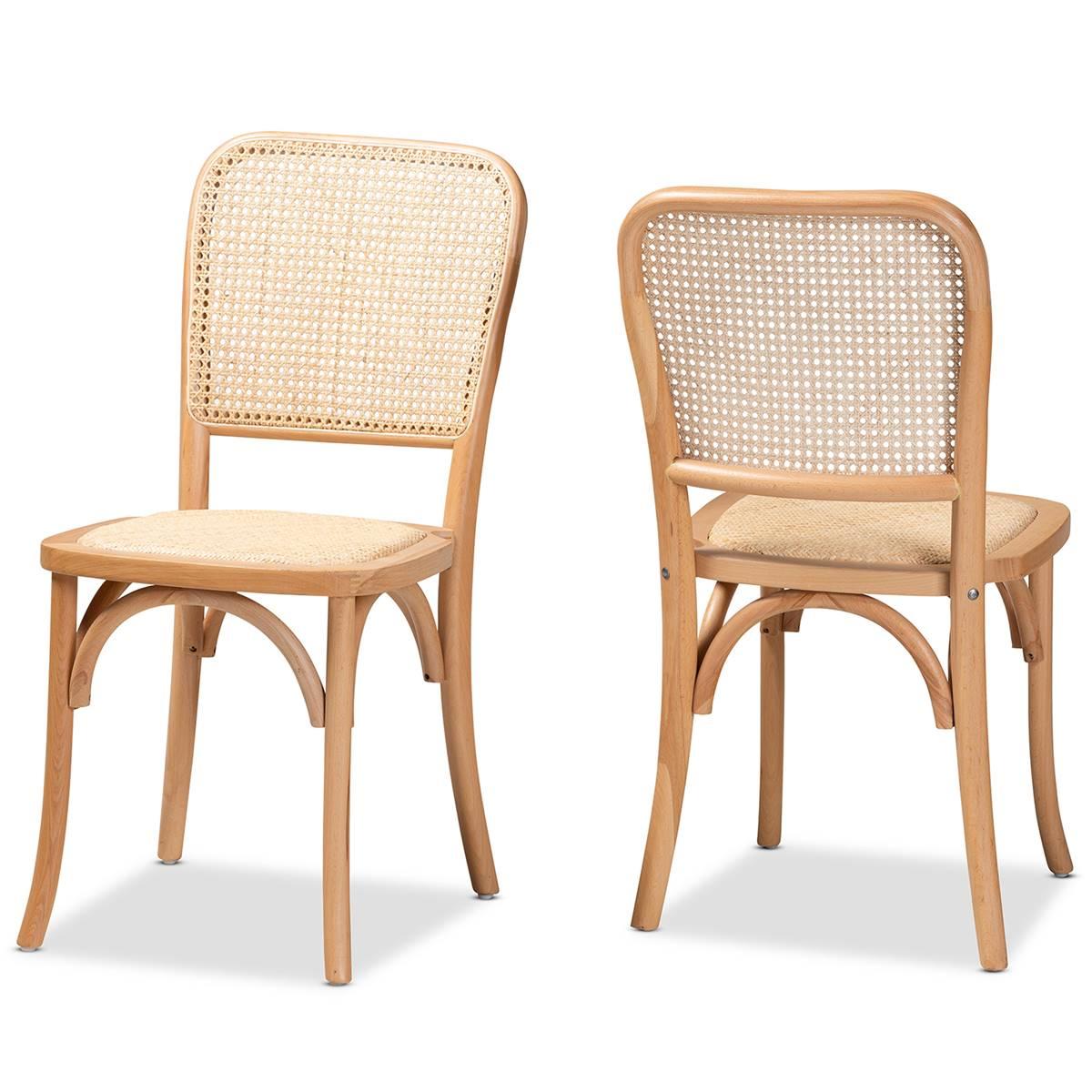 Baxton Studio Neah Brown Woven Rattan 2pc. Cane Dining...