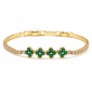 Saffron 18kt. Gold-Plated Green CZ Flower Bracelet - image 1
