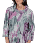 Petite Alfred Dunner Vail Floral Brushstroke Cowl Neck Blouse - image 5