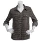 Petite Notations 3/4 Roll Tab Geometric Casual Button Down - image 1