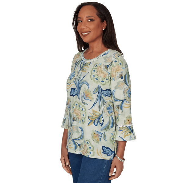 Petite Alfred Dunner Indigo Girls Bold Meadow Floral Blouse