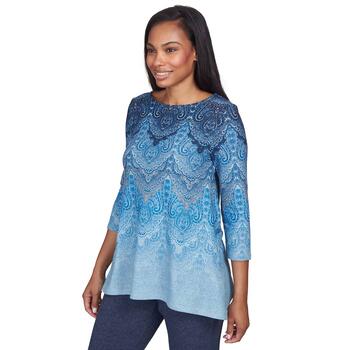 Petite Ruby Rd. Cozy Vibes Cozy Casual Scroll Lace Tunic - Boscov's