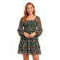 Juniors Jolt Long Sleeve Floral Chiffon Skater Babydoll Dress - image 1
