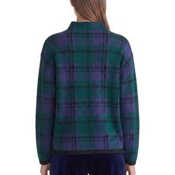 Womens Jones New York Long Sleeve Funnel Neck Plaid Sweater