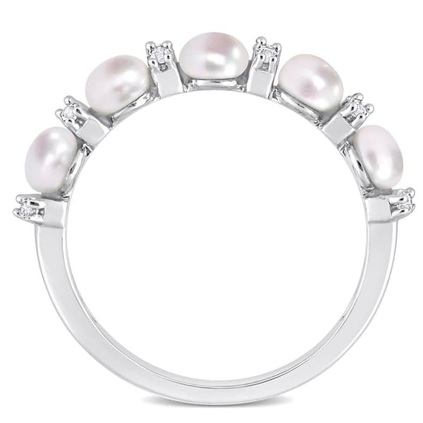 Gemstone Classics&#8482; Pearl & Topaz Semi-Eternity Ring