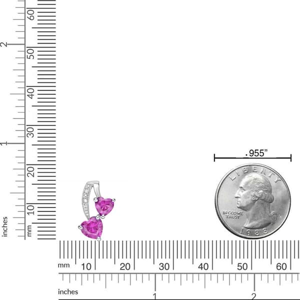 Gemminded Sterling Silver 5mm Heart Created Pink Sapphire Pendant