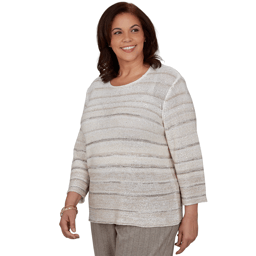 Plus Size Alfred Dunner Regent Street Sequin Stripe Sweater