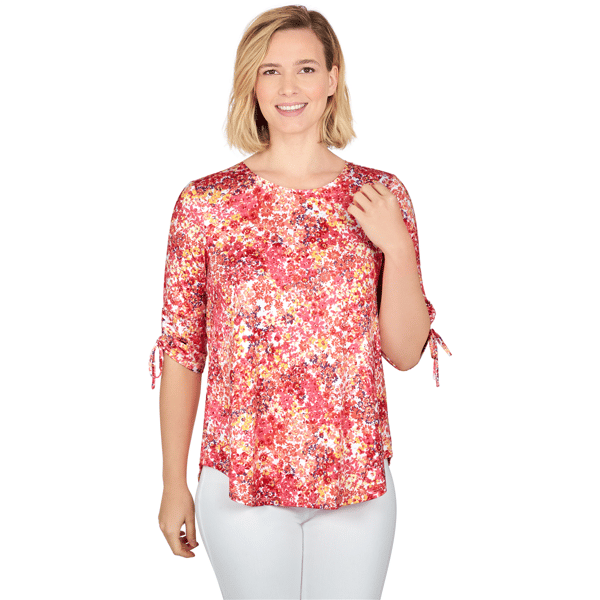 Plus Size Ruby Rd. Larky Lark Casual Tie Top In Daydream Meadows - image 