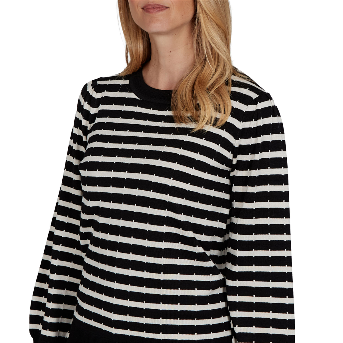 Petite Emaline Special Items Long Sleeve Crew Neck Stripe Sweater