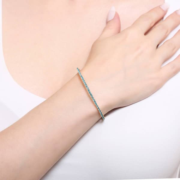 Athra 14kt. Gold over Brass & Light Aqua Crystal Coil Bracelet