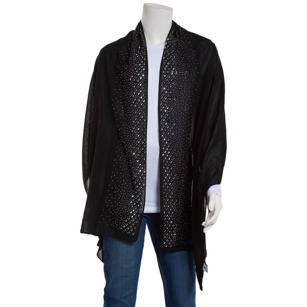 Womens Jessica McClintock Brocade With Rhinestone Border Shawl - image 