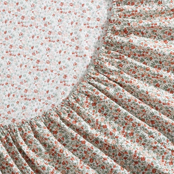 Laura Ashley Emogene 100% Cotton Orange Floral Sheet Set