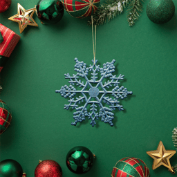 Northlight 24ct. Turquoise Glitter Snowflake Christmas Ornaments