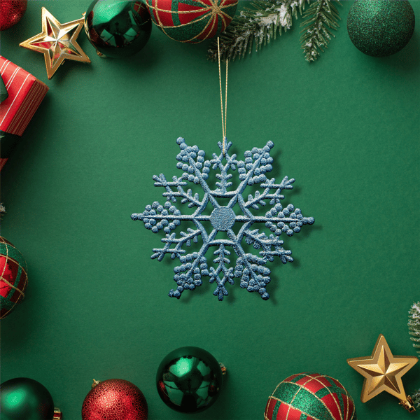 Northlight 24ct. Turquoise Glitter Snowflake Christmas Ornaments