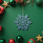 Northlight 24ct. Turquoise Glitter Snowflake Christmas Ornaments - image 3