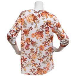 Womens Emily Daniels 3/4 Sleeve Floral Button Front Blouse