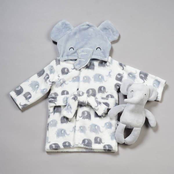 Baby Boy Celebrity Baby(tm) Elephant 3D Hooded Robe w/ Plush Toy - image 