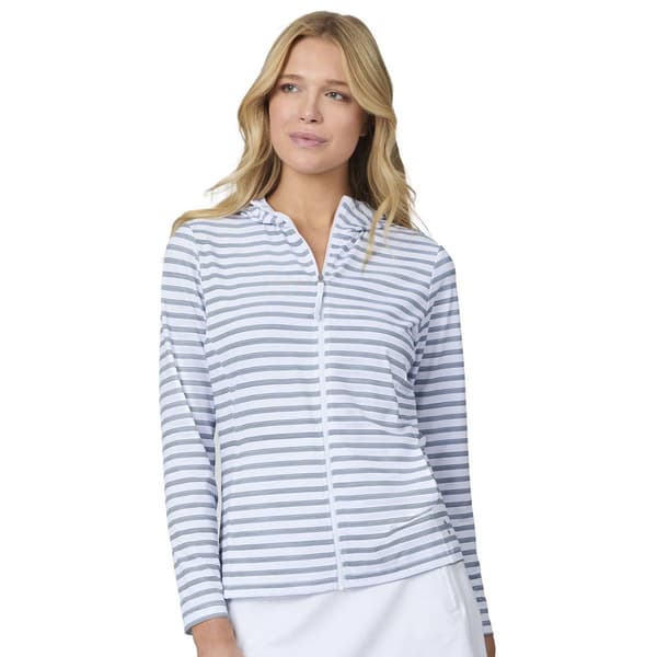 Womens Free Country Sunfree Full Zip Stripe Sun Shirt