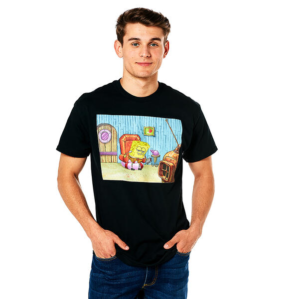 Young Mens SpongeBob Head Out Short Sleeve Graphic Tee - image 