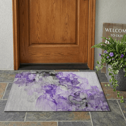 HomeRoots Purple Abstract Non Skid Indoor Outdoor Accent Rug