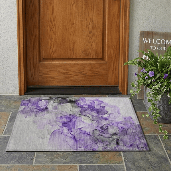 HomeRoots Purple Abstract Non Skid Indoor Outdoor Accent Rug - image 