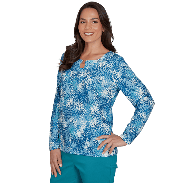 Petite Hearts of Palm Autumn Breeze 3/4 Sleeve Confetti Blouse