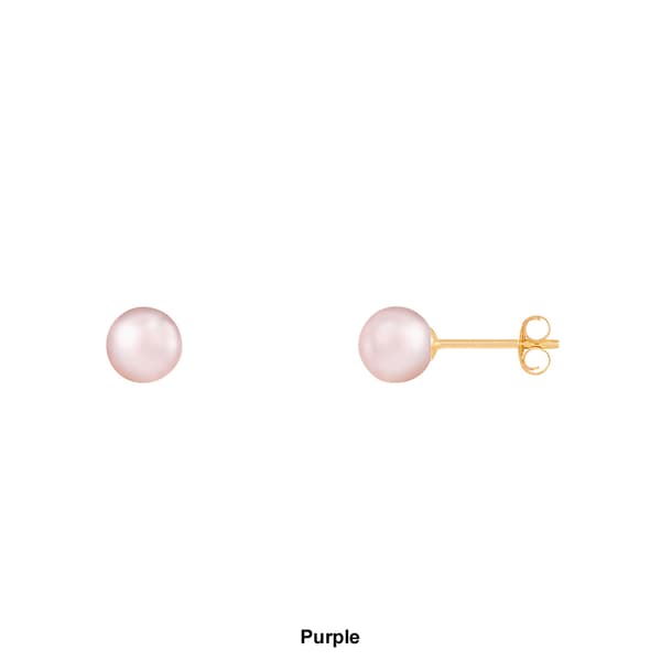 Splendid Pearls 14kt. Gold 5mm Round Pearl Stud Earrings