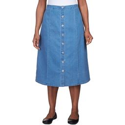 Petite Alfred Dunner Denim Button Front Skirt