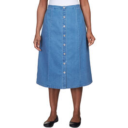 Plus Size Alfred Dunner Denim Button Front Skirt