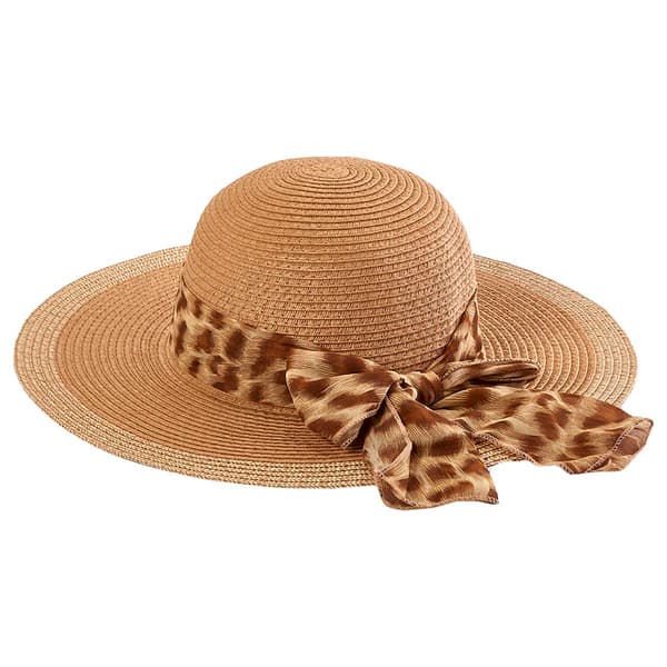 Womens Madd Hatter Leopard Scarf Floppy Hat