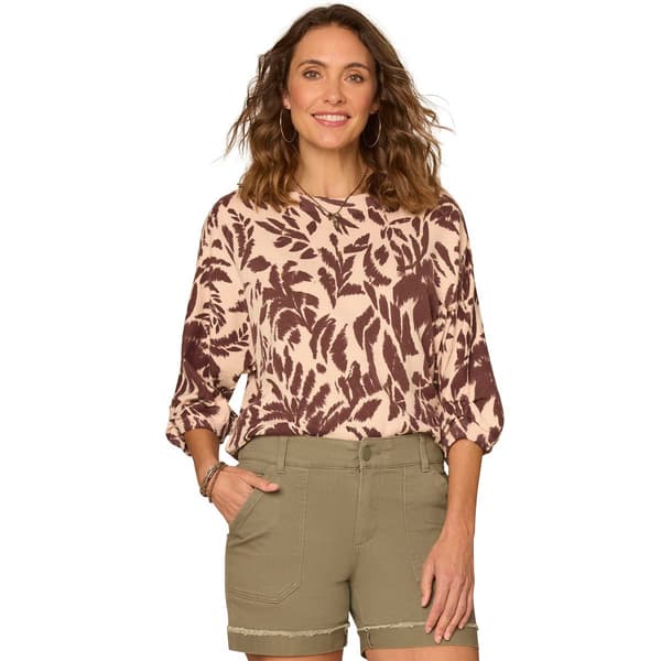 Womens Democracy 3/4 Dolman Blouson Sleeve Leaf Sweater - image 