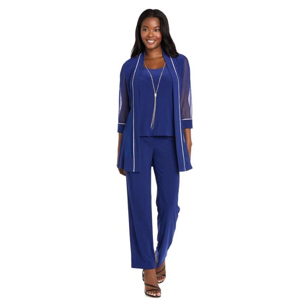 Petite R&M Richards 2pc. 3/4 Sheer Sleeve Rhinestone Pants Set