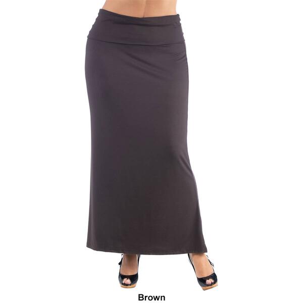 Plus Size 24/7 Comfort Apparel Foldover Solid Skirt