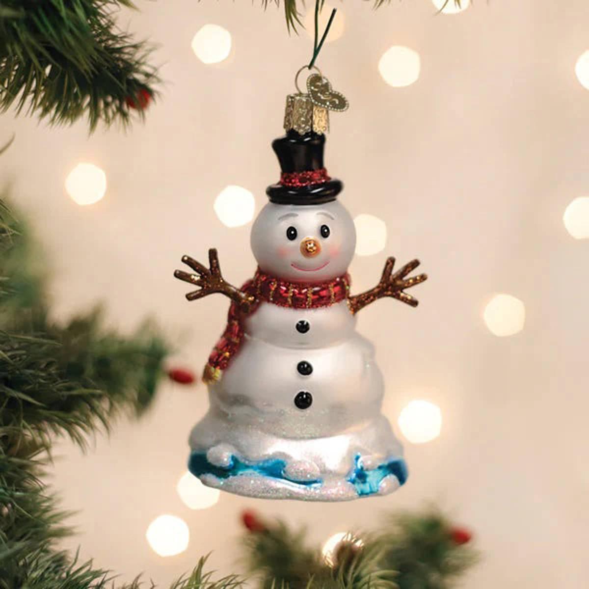 Old World Christmas Mr Melting Snowman Glass Ornament