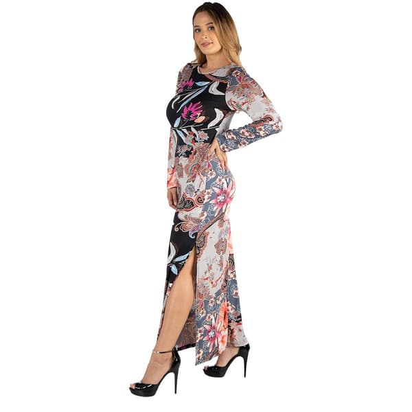 Plus Size 24/7 Comfort Apparel Floral Print Maxi Dress