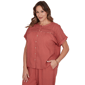 Plus Size Ruby Rd. Sedona Escape Short Sleeve Pleated Blouse - image 3