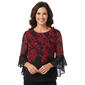 Womens Kasper 3/4 Ruffle Sleeve Textured Leaf Blouse - image 2