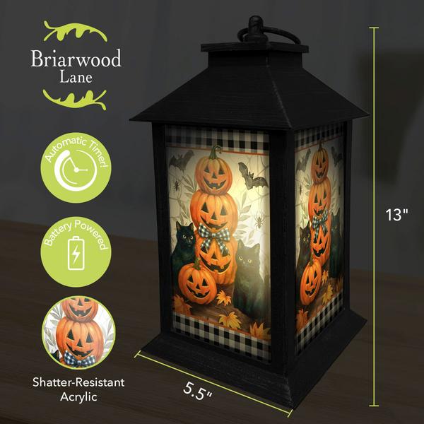 Briarwood Lane Decorative Black Cat Pumpkin Stack Lantern