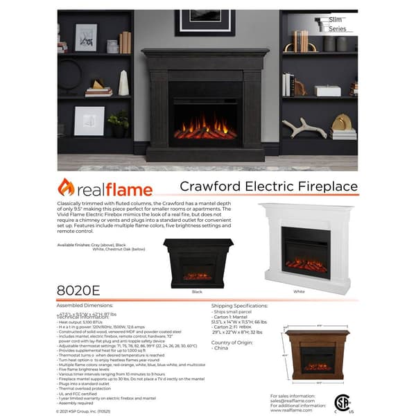 Real Flame Crawford Slim Electric Fireplace