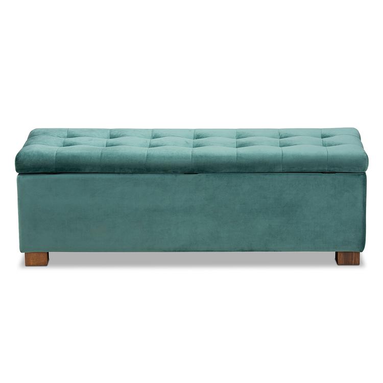 Baxton Studio Roanoke Grid Tufted Storage Ottoman Bench
